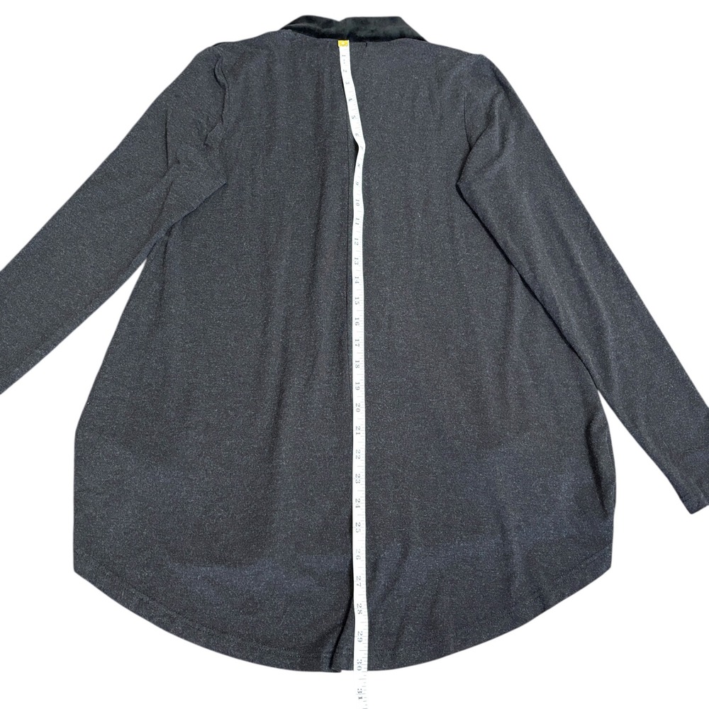 Alembika Velour & Knit Jersey V neck Long Sleeve Tunic Top Sz 1/Small Black - Picture 11 of 13